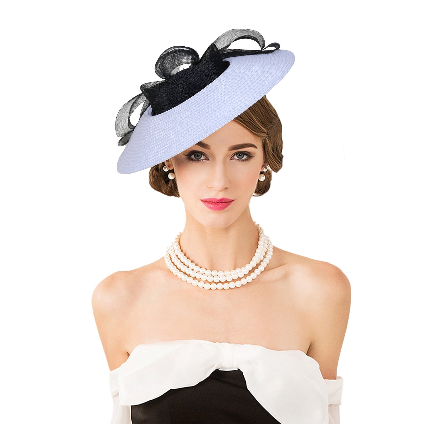 FADVES Fascinators Hats for Women Church Dress Hats Tea Party Headwear Wide Brim Fascinator with Clip Headband 1078