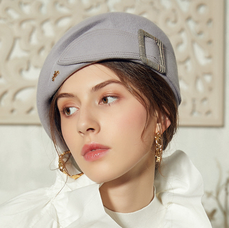 FADVES French Berets Caps Bowknot for Women Wool Beret Winter Cap Vintage Fascinator Hats