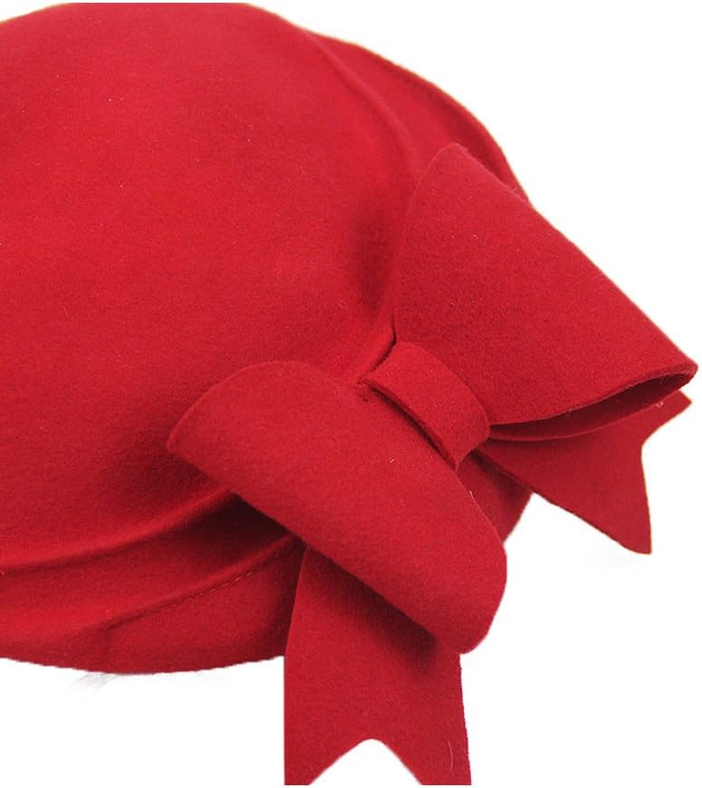 FADVES 100% Wool Beanie Hat French Dress Beret Winter Hat Vintage Fascinator Hats