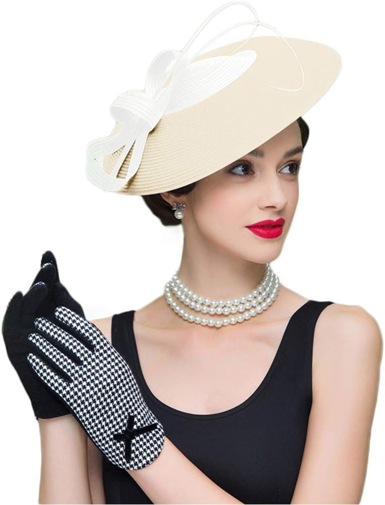 FADVES Fascinators Pillbox Hat Weddings Women Straw Fedora Vintage Sinamay Base Hats