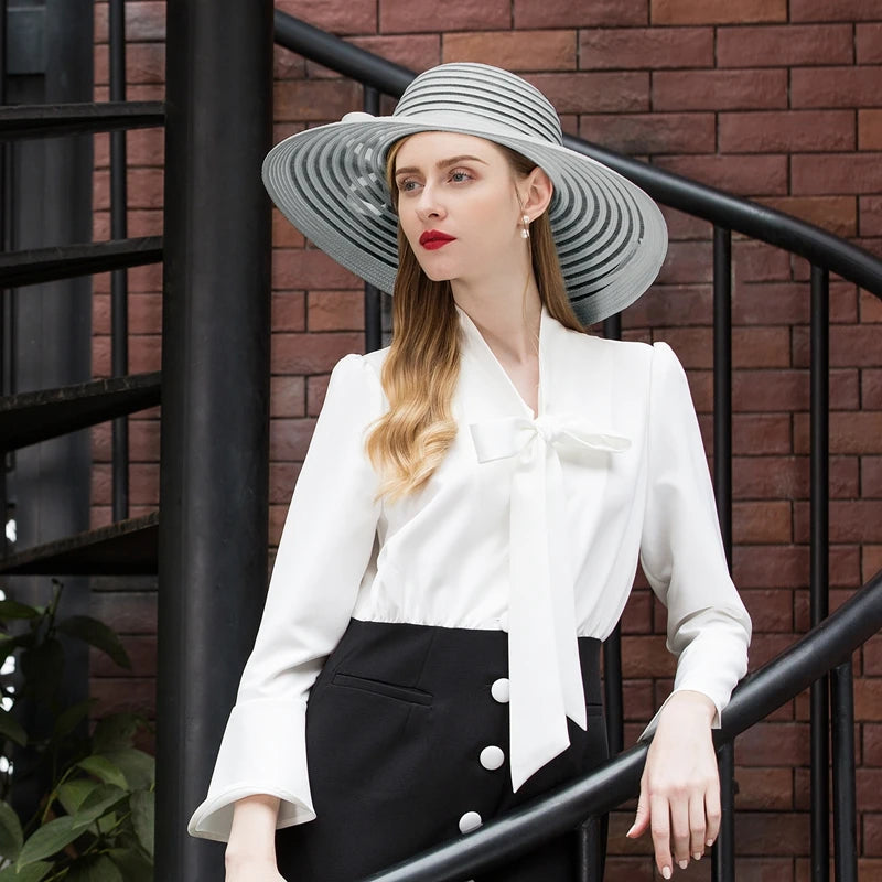 EE 1011 Spring and Summer/Original Design/Classical/Bowknot/Stripes/delicate/Leisure/Sun Protection/Polyester Hats