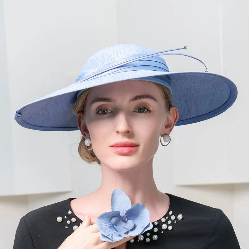 FADVES Derby Hats for Women Large Brim Fascinators Tea Party Hats Wide Brim Fascinator Wedding Cocktail Feathers