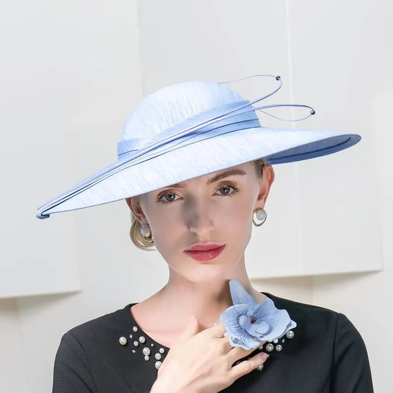 FADVES Derby Hats for Women Large Brim Fascinators Tea Party Hats Wide Brim Fascinator Wedding Cocktail Feathers