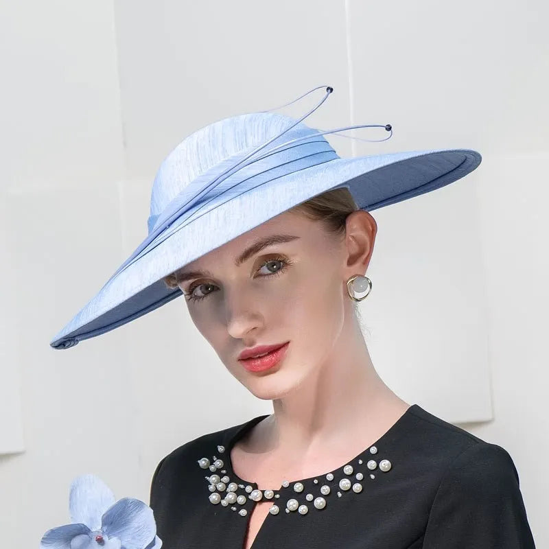 FADVES Derby Hats for Women Large Brim Fascinators Tea Party Hats Wide Brim Fascinator Wedding Cocktail Feathers