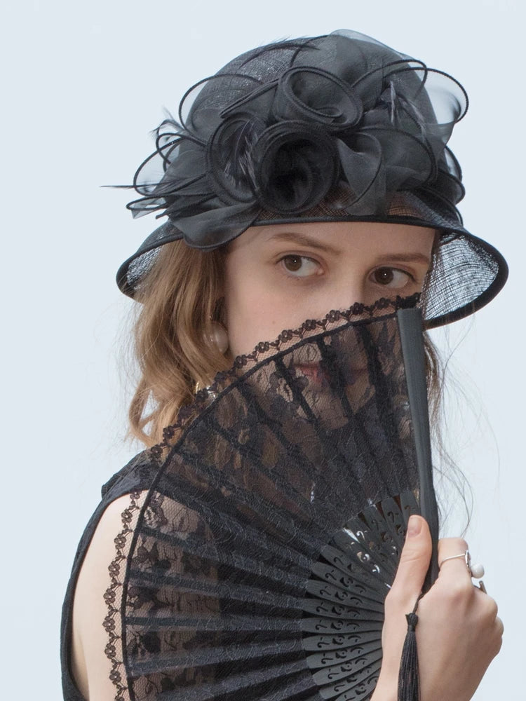 EE 1024 Spring and Summer/Stylish/Fascinators Flowers/Feather/Sinamay/Elegant Tea Party/Tulle Fabric Hats Headpiece