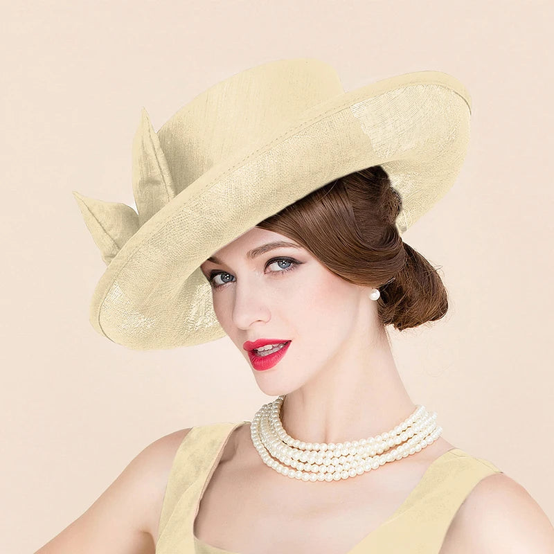 Women's Fancy/Wide Brim fascinator Bowknot Sinamay Wedding/Kentucky Derby Church Hats