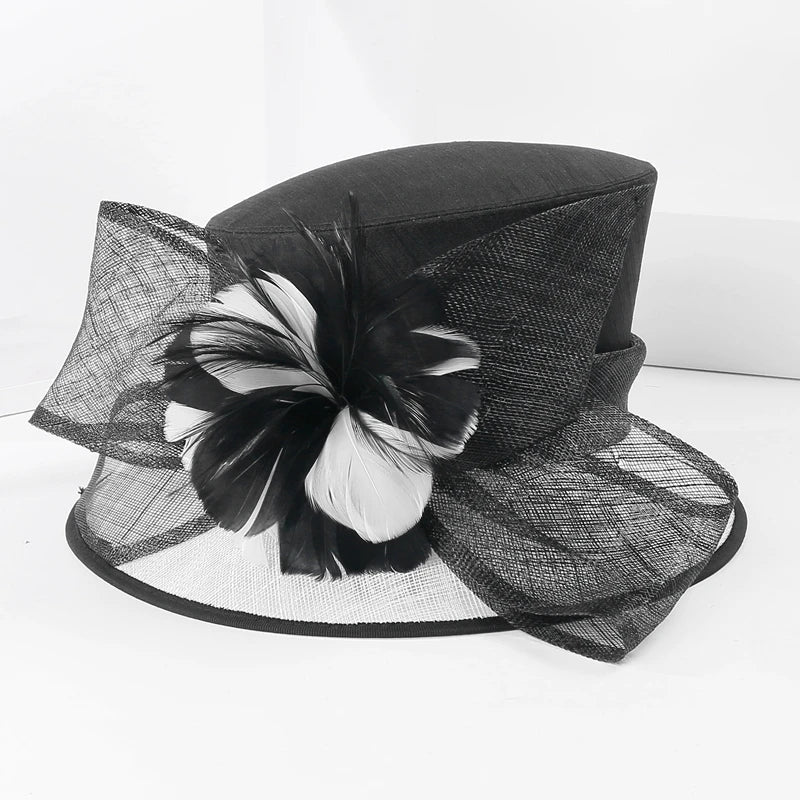 EE 1047 Spring and Summer/Striking/Bowknot/Feather/Floral/Abaca/Elegant/Special Occasion/Flat Cap/Tulle Fabric Hats Headpiece
