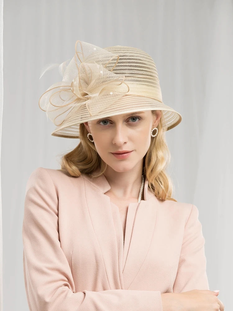 EE 1049 Spring and Summer/Original Design/Leisure/Imported Horsetail Yarn/Bowknot/Tulle Fabric Hats Headpiece/Polyester Hats