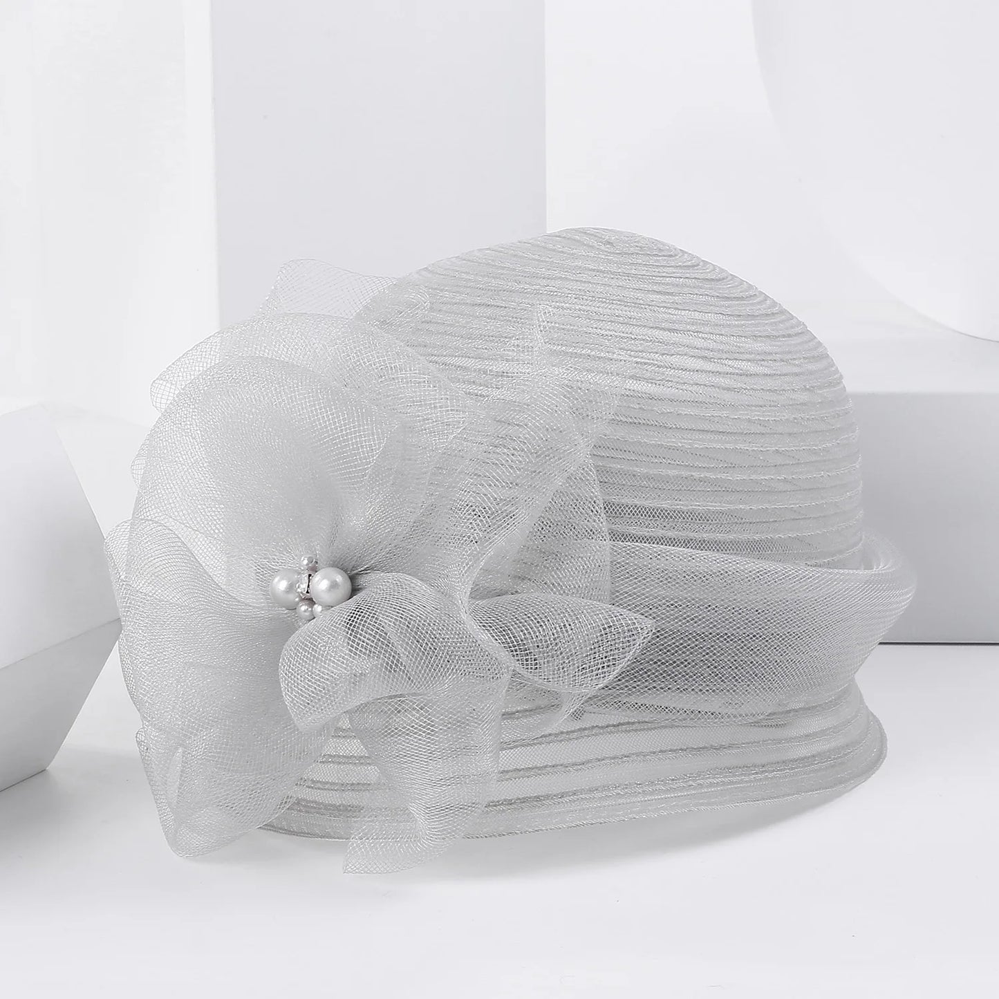 EE 1059 Spring and Summer/Striking/Floral/Stripe/pearls/crystals/Elegant/Horsetail Yarn/Ladies Day/Tulle Fabric Hats Headpiece
