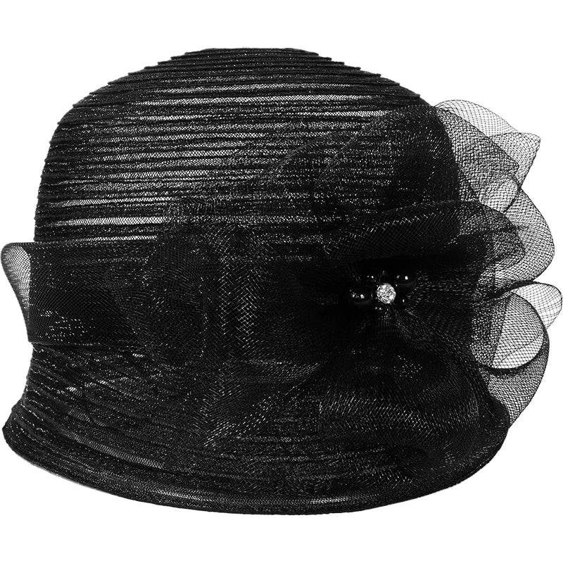 EE 1059 Spring and Summer/Striking/Floral/Stripe/pearls/crystals/Elegant/Horsetail Yarn/Ladies Day/Tulle Fabric Hats Headpiece