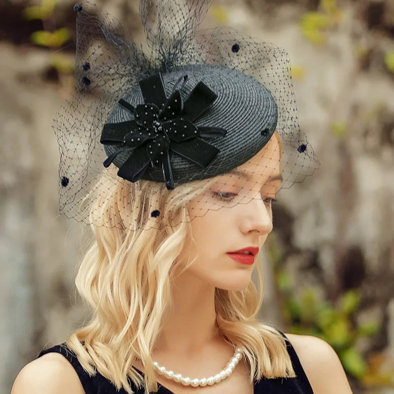 EE 2227 Tulle Kentucky Derby Hat /Headwear Elegant Hats/ Wedding/ Veil /Evening Headpiece/ Special Occasion / Party /Women