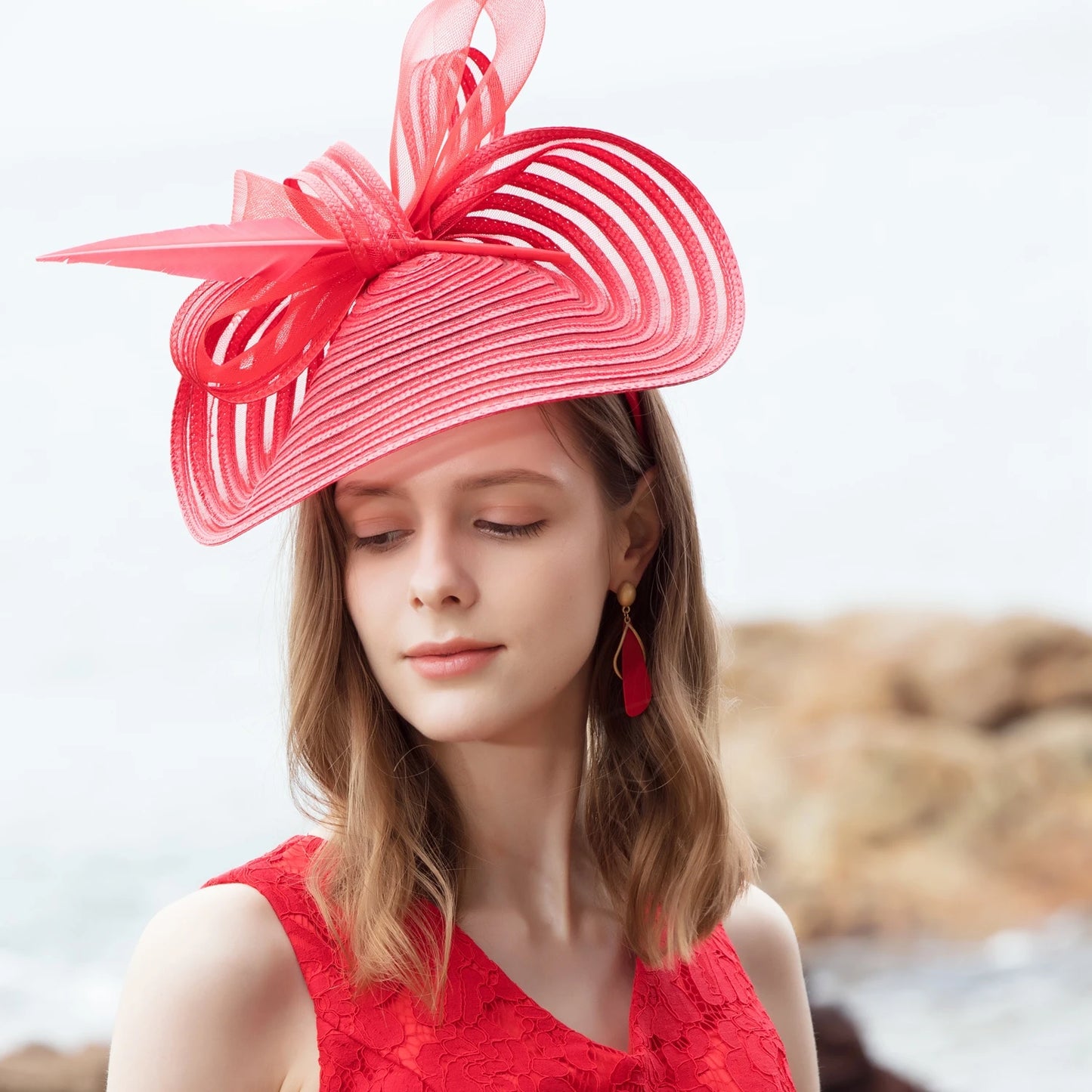 EE 2231 Spring and Summer/Bowknot/Sinamay/Elegant Feminine Style/birdcage veil/Special Occasion/Tulle Fabric Hats Headpiece