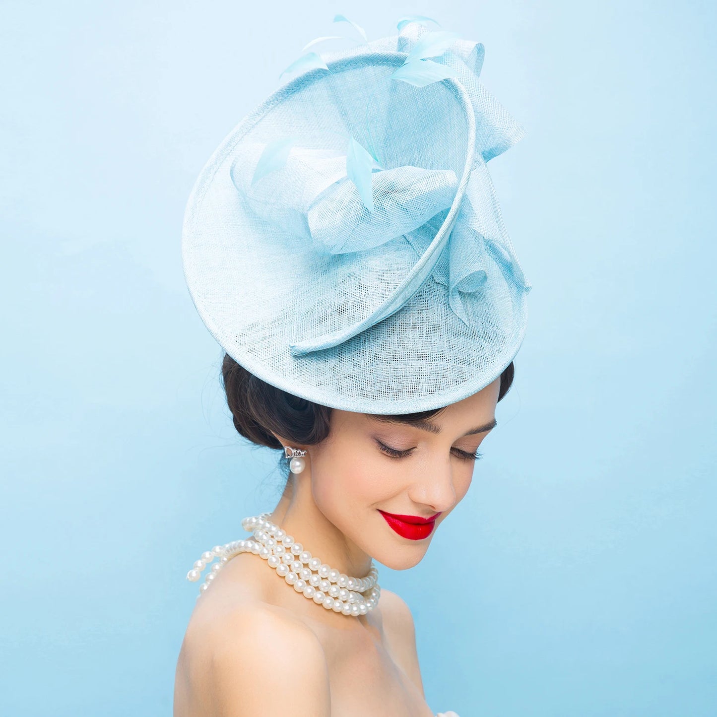 EE 2335 Spring and Summer/Elegant/Stylish/Bowknot/Feather/Special Occasion/Fascinator Hat/Sinamay/Tulle Fabric Hats Headpiece