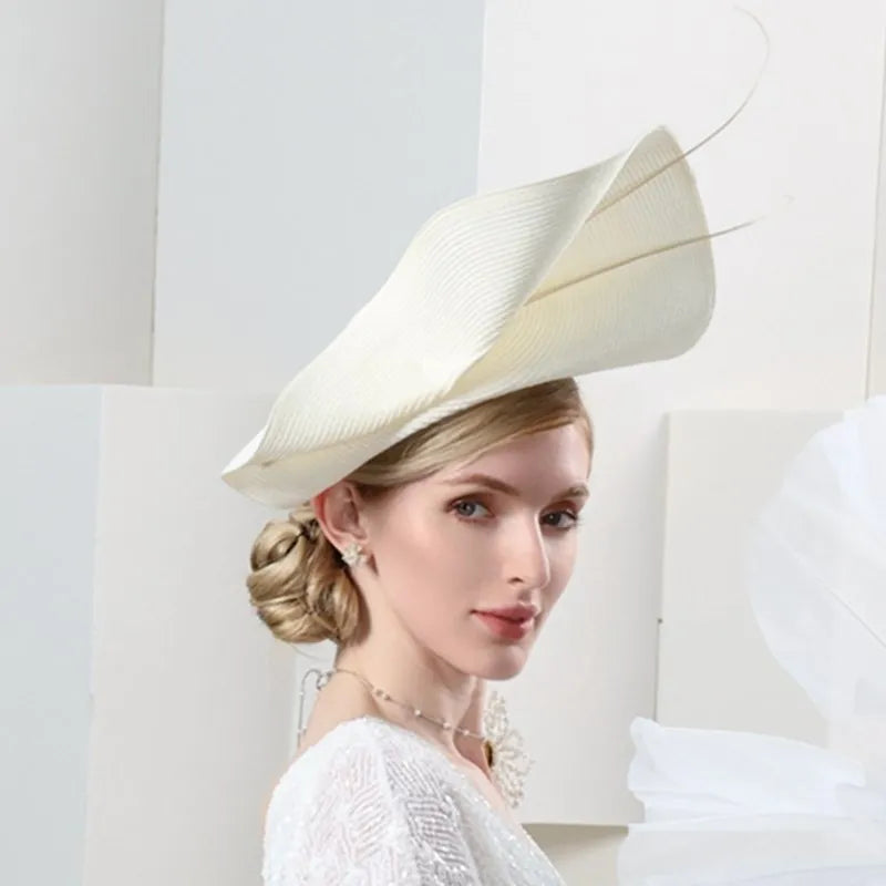 Hats Headwear Natural Fiber synthetic fibre Straw Hat Saucer Hat Cloche Hat Evening Party Horse Race Retro British With Bowknot Cap Headpiece Headwear