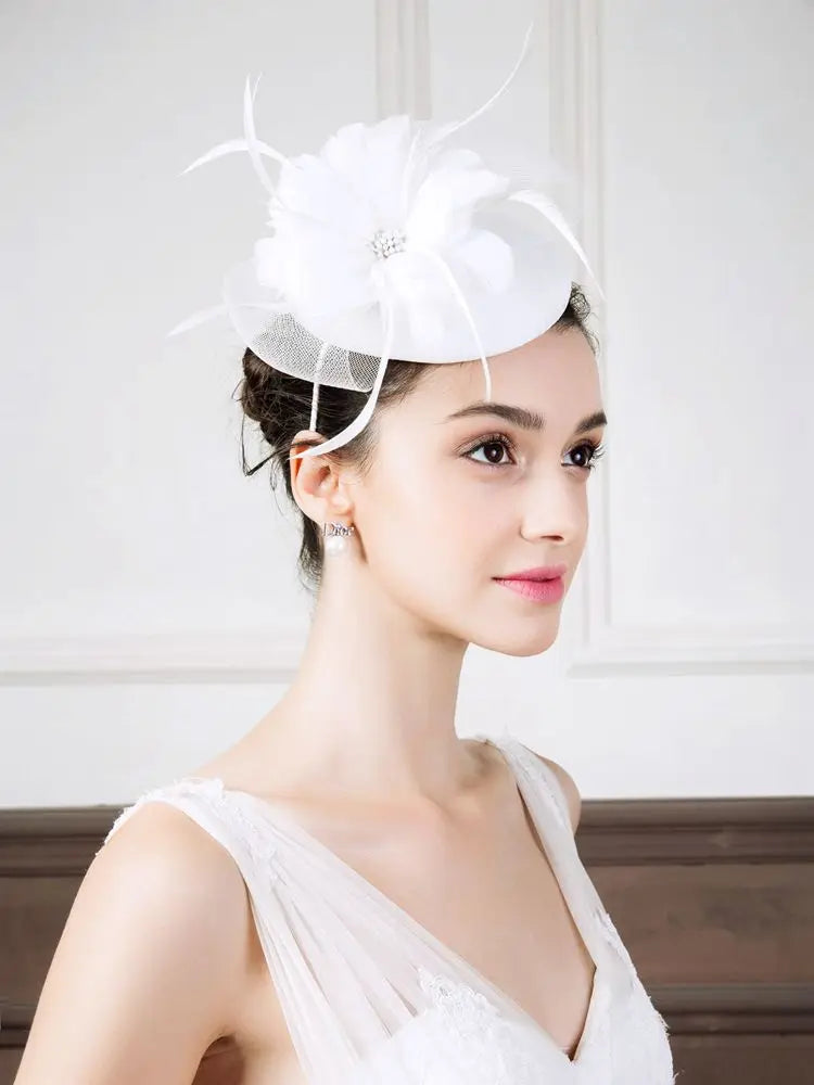 EE 2367 Spring and Summer/Sinamay/White Wedding Hat/Evening Headpiece/Cocktail Derby Party/Church Wedding /Fascinators Flowers