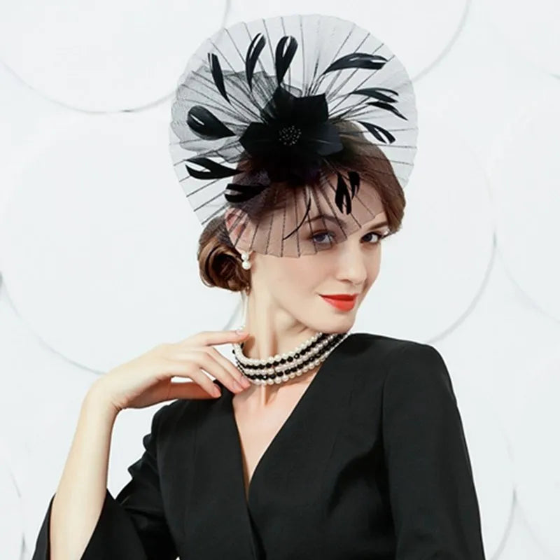 EE 2384 summer new original designer elegant British female summer flowers small feather hat hat