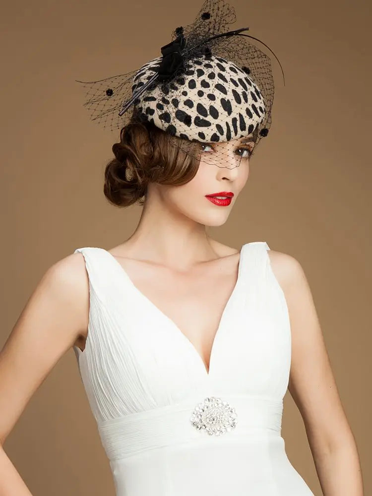 EE 3002 Winter/Striking/100% Australian Wool Felt/Birdcage Veil/Ostrich Quills/Special Occasion/Fascinators Black Pillbox Hat
