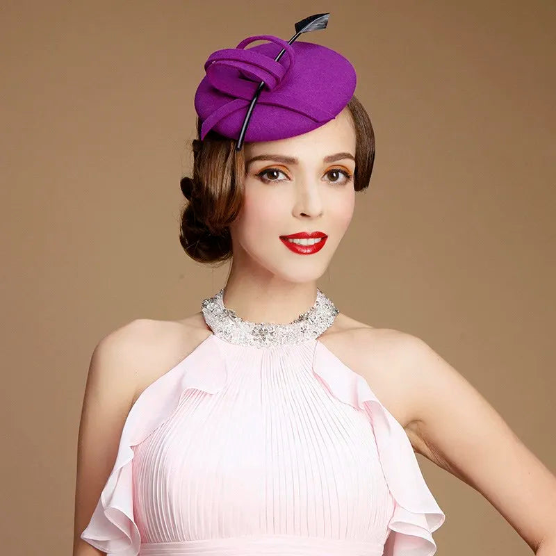 EE 3016 British hat homburg ms female side party hats fall paragraph wool cap in the spring and autumn dress felt trilby