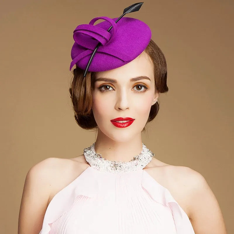 EE 3016 British hat homburg ms female side party hats fall paragraph wool cap in the spring and autumn dress felt trilby