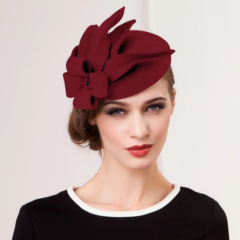 EE 3033 100% Australian Wool Felt / Formal Caps /Headpiece Classical Feminine Style /Dress Fedoras/Vintage /Special Occasion
