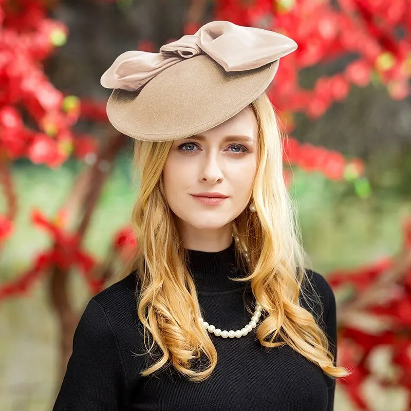 EE 3035 hat female new winter tide restoring ancient ways about British wool homburg joker socialite party dress hats