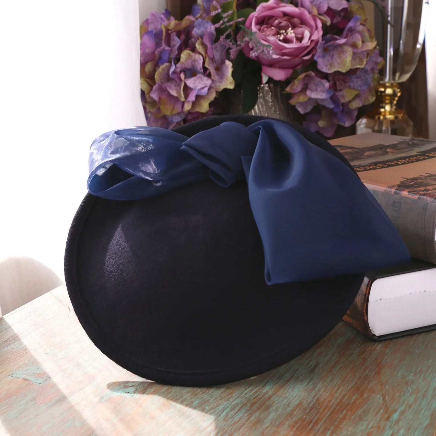EE 3035 hat female new winter tide restoring ancient ways about British wool homburg joker socialite party dress hats
