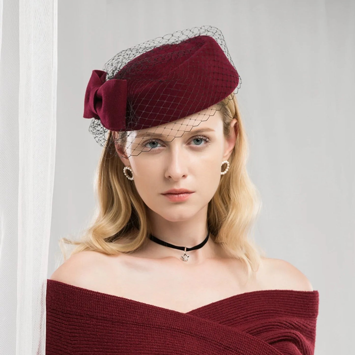 EE 3059 the new winter hat about female British wool yarn net socialite party adult little hat