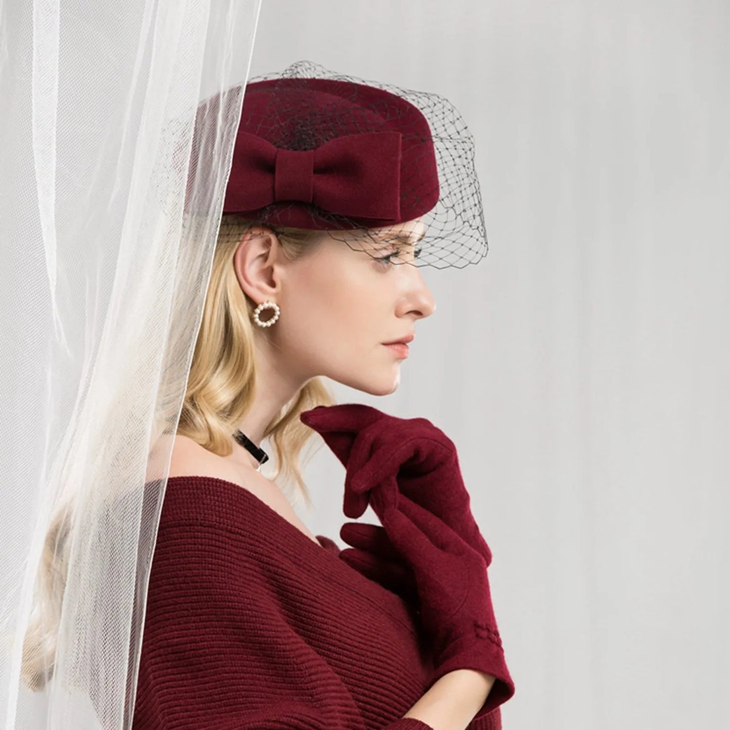 EE 3059 the new winter hat about female British wool yarn net socialite party adult little hat