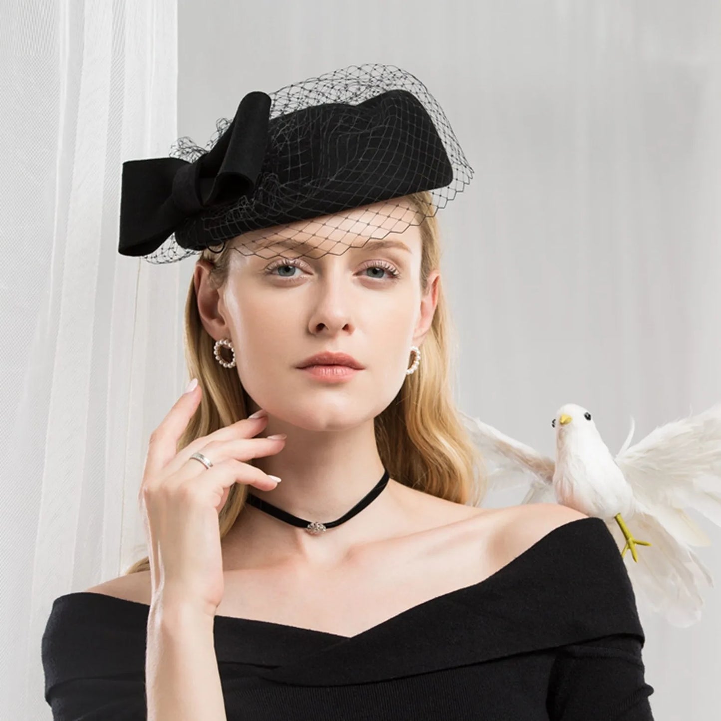 EE 3059 the new winter hat about female British wool yarn net socialite party adult little hat