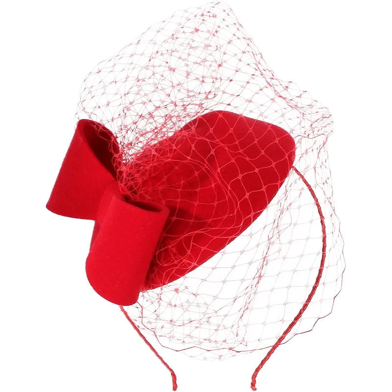 EE 3092 female retro vintage wine red wool hat English party homburg woolen cloth cap