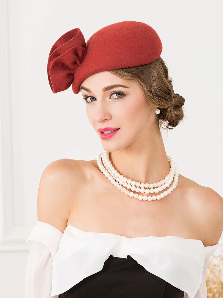 EE 3094 Winter/Warm/100% Australian Wool Felt/Fascinators Flowers/Elegant/Ladies Day/100% Wool Felt Hats/Beret Hat