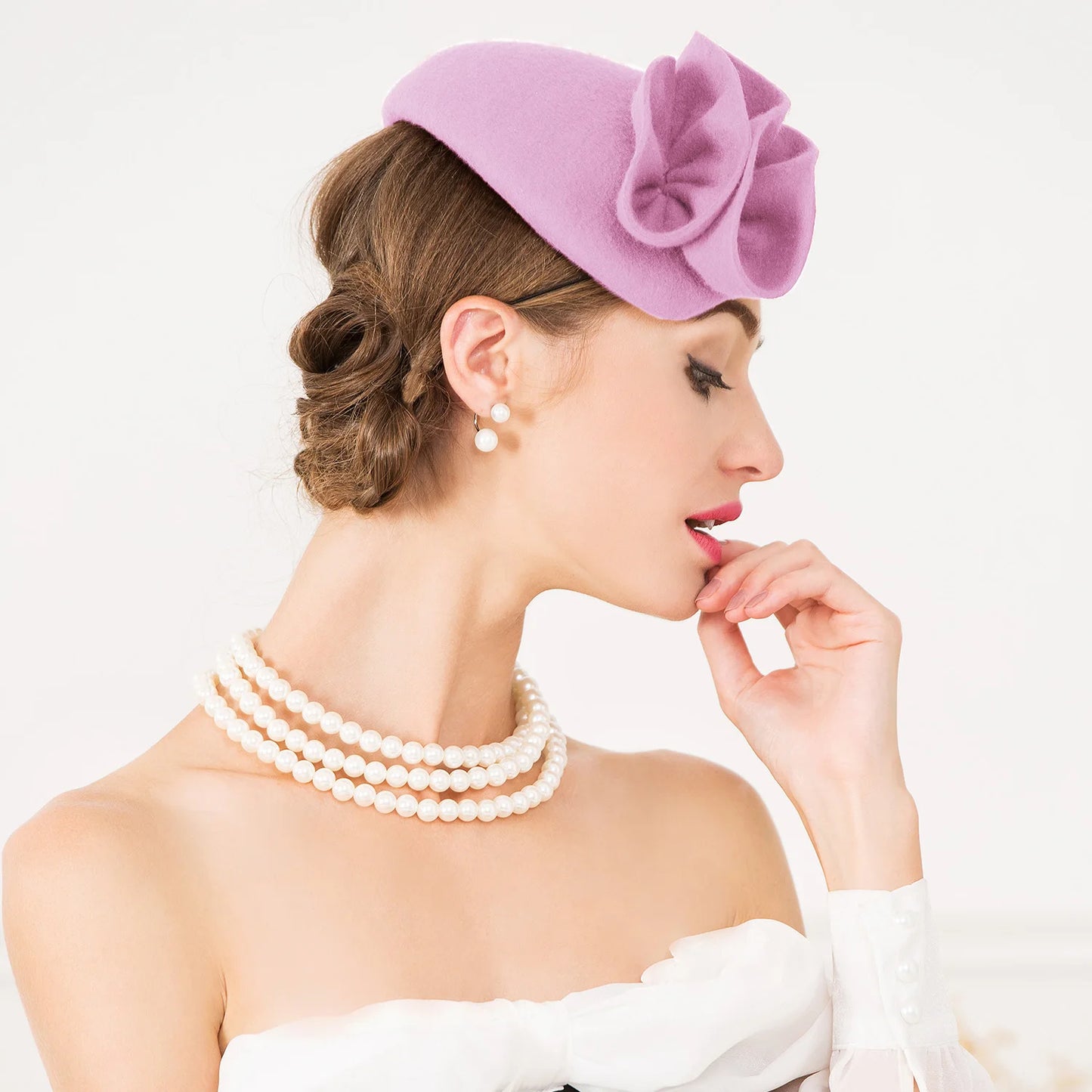 EE 3094 Winter/Warm/100% Australian Wool Felt/Fascinators Flowers/Elegant/Ladies Day/100% Wool Felt Hats/Beret Hat