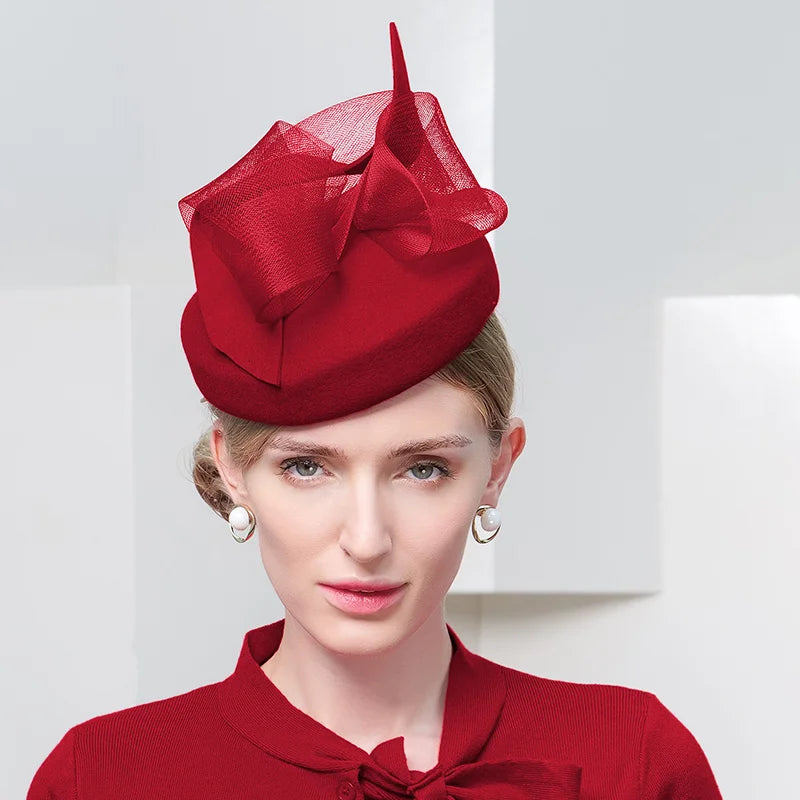 EE 3096 qiu dong French elegant British retro net yarn wool? Small female winter headgear hat party hat