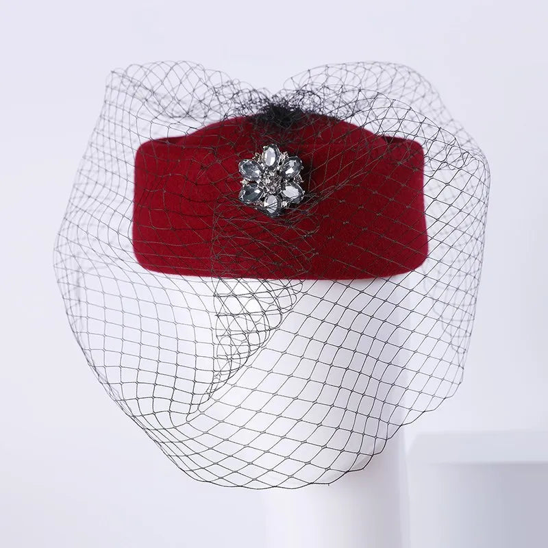 EE 3099 qiu dong small wool hat retro elegant net shamao winter leisure joker hat black woman