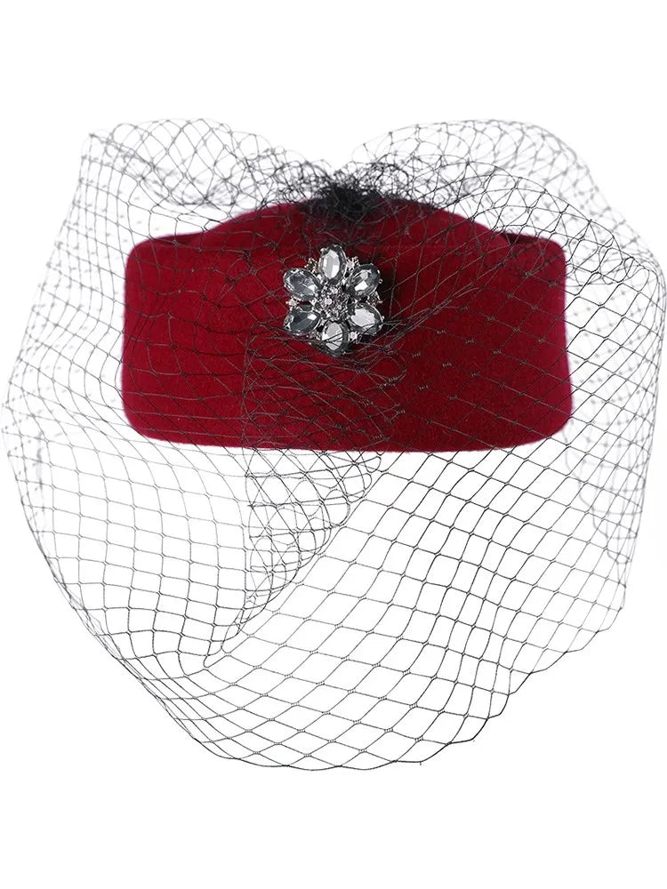 EE 3099 qiu dong small wool hat retro elegant net shamao winter leisure joker hat black woman