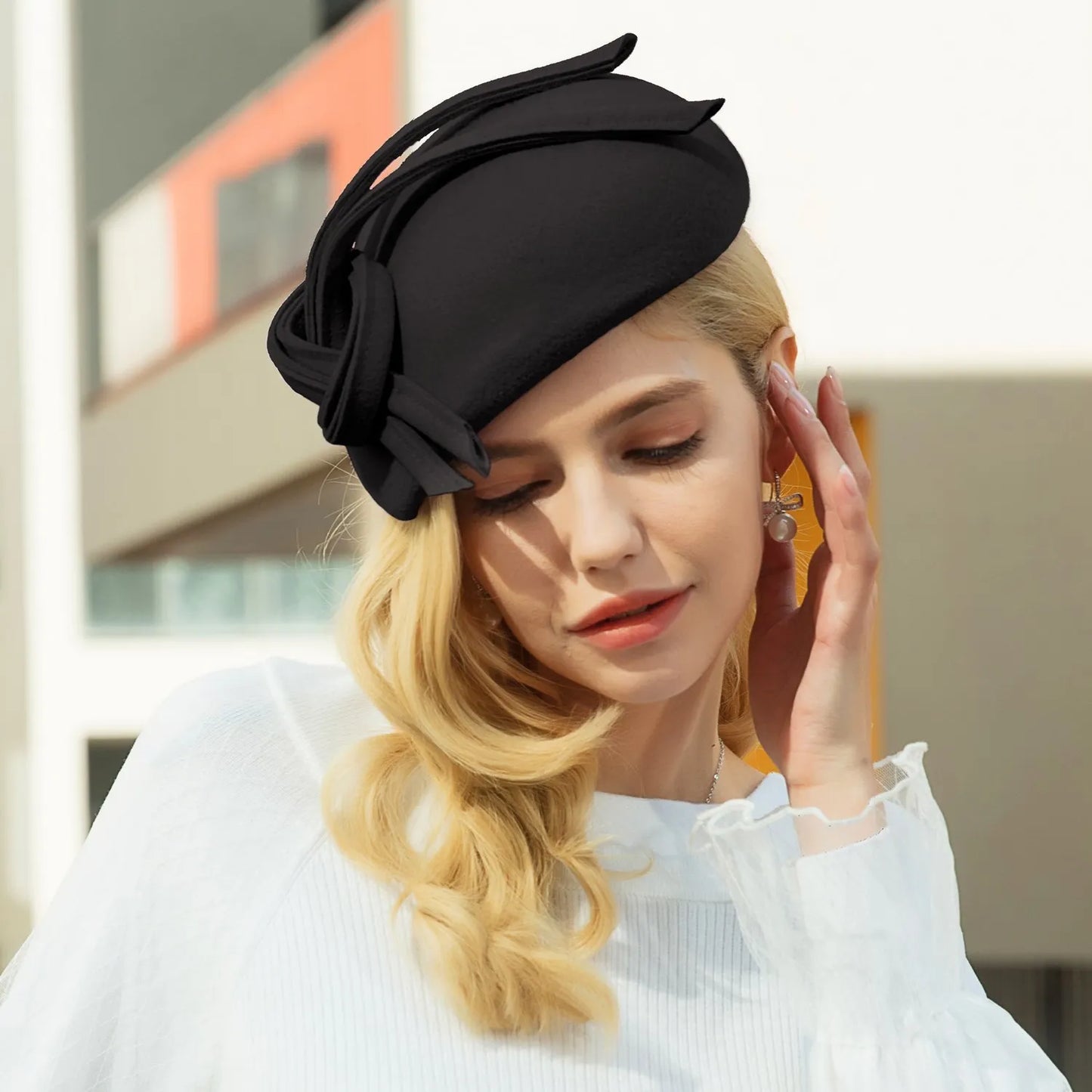 EE 3128 restoring ancient ways the new British party homburg wool hat female jockey club hat in Europe and Americat