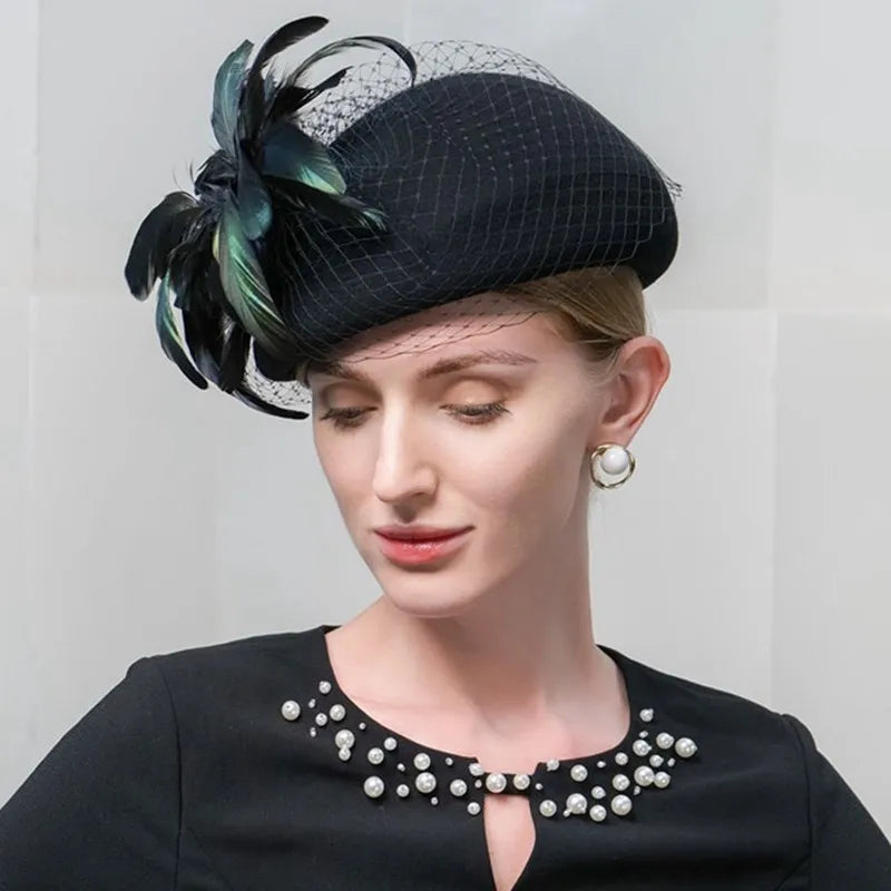 EE 3132 new winter hat gauze restoring ancient ways of England felt trilby female winter pure wool hat