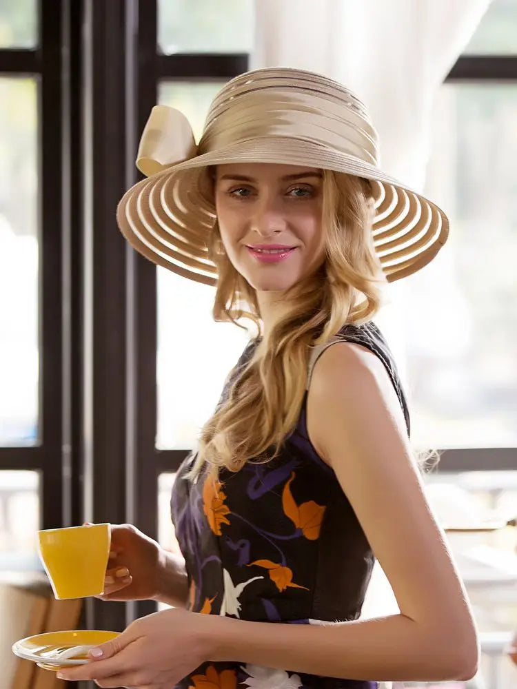 EE 4012 Spring and Summer /Leisure /Sunshade Beach Hat/ stripe /Wide Brim /Elegant Tea Party /Casual /Daily Wear