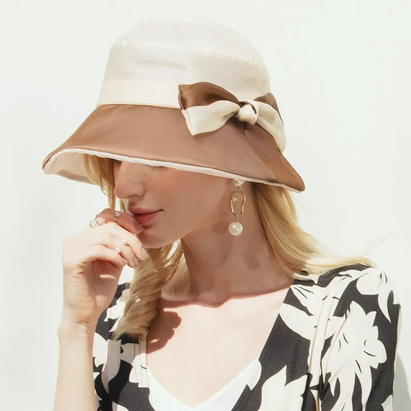 EE 4018 Summer New Hat Elegant Versatile Flower Silk Fisherman Hat Children's Summer