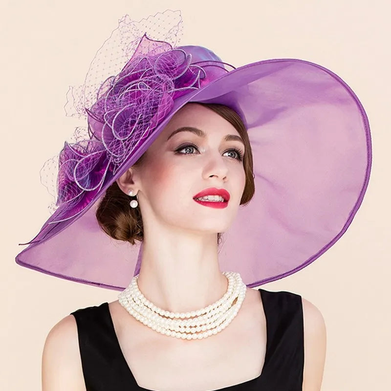 EE 4044 Summer New Sheer Series Organza Elegant Mesh Top Hat Sunshade and Sunscreen Hat Women's Summer