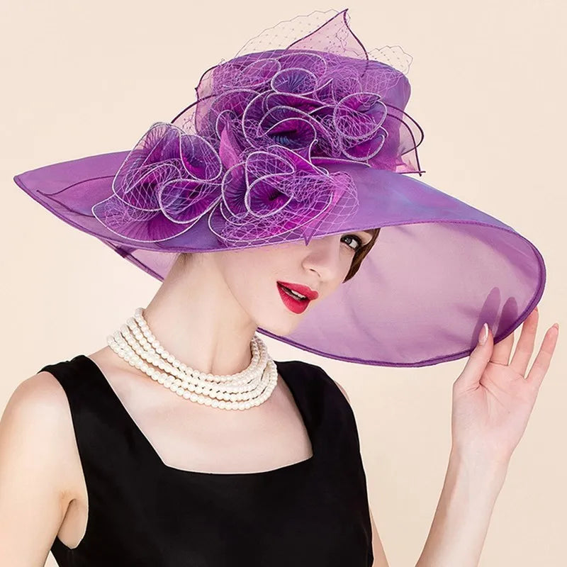 EE 4044 Summer New Sheer Series Organza Elegant Mesh Top Hat Sunshade and Sunscreen Hat Women's Summer