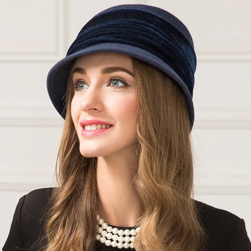 EE 5001 winter new designer wool woolen hat autumn and winter warm blue woolen hat casual hat lady