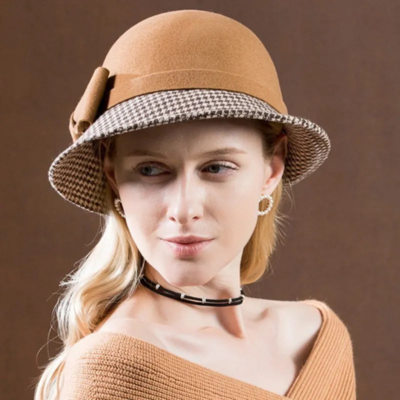 EE 5002 Autumn and winter top hat Fashion women's woolen hat casual woolen equestrian hat British dome winter hat
