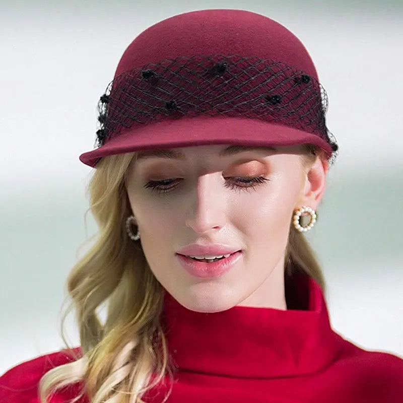 EE 5010 new winter joker felt trilby elegant lace cap