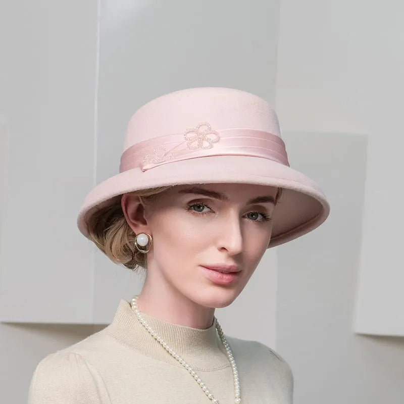 EE 5062 Autumn and Winter New Elegant Wool Hat Elegant Versatile English Top Hat Winter Fashion Women's Hat