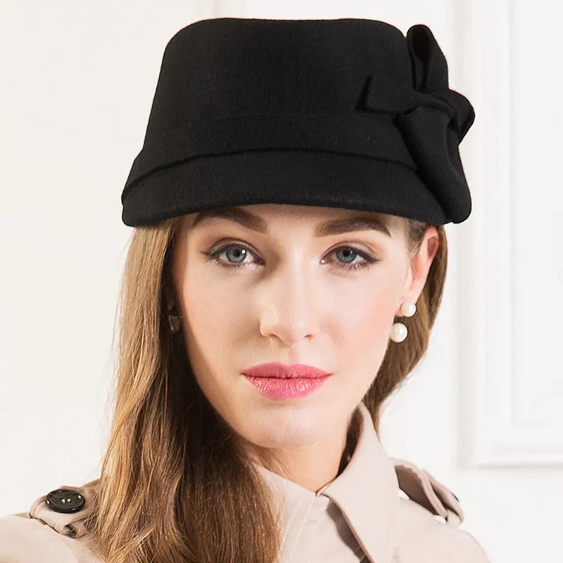 EE 5074 Autumn winter woolen small top hat Autumn lady felt hat Korean version of casual casual woolen hat woman