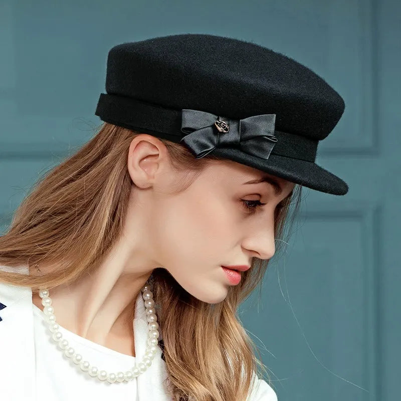 EE 5097 autumn and winter new all-match woolen hat Europe and the United States casual cap shopping black fashionable hat woman