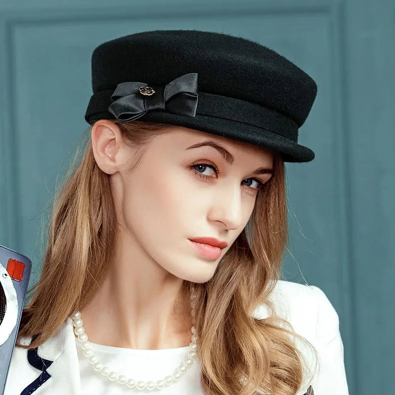 EE 5097 autumn and winter new all-match woolen hat Europe and the United States casual cap shopping black fashionable hat woman