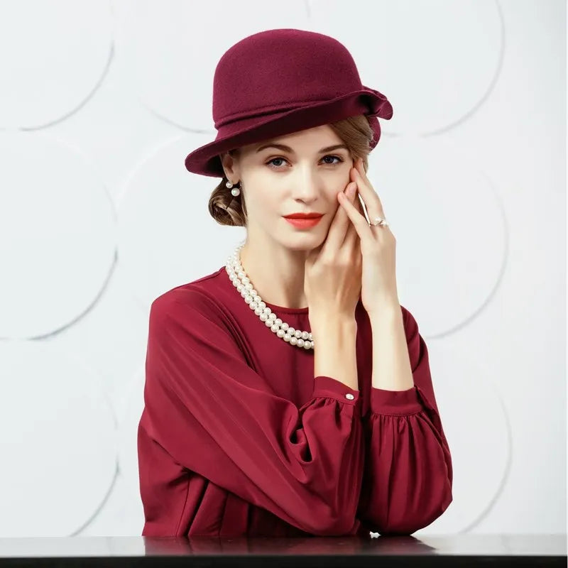 EE 5098 Autumn and winter new design of British women's wool top hat autumn and winter hats for women's fashion Korean felt hat