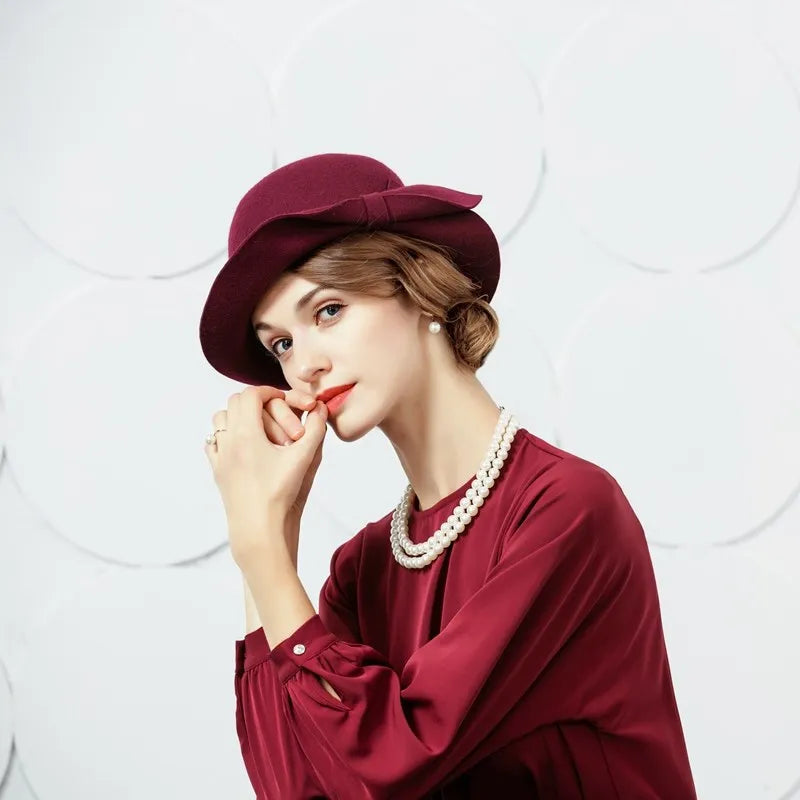 EE 5098 Autumn and winter new design of British women's wool top hat autumn and winter hats for women's fashion Korean felt hat